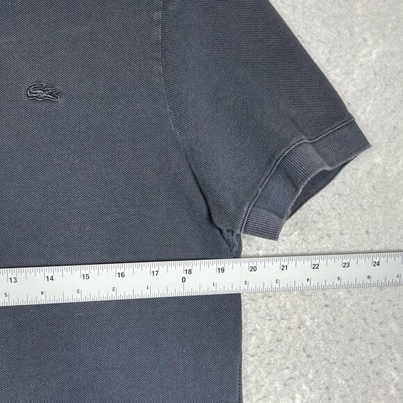 Lacoste Vintage Washed Pique Polo Shirt Men’s Size 5 Gray Short Sleeve Slim Fit - Picture 5 of 11